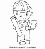 Coloring Page Outline Cartoon Architect Plan Stock Vector Royalty Free  sketch template