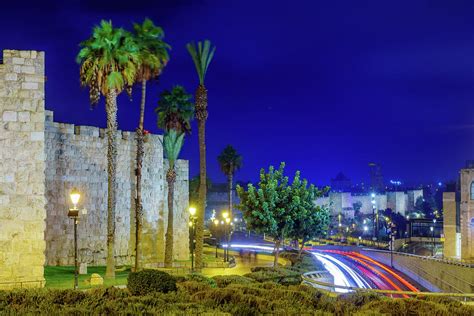 Night view of the walls of the old city, Jerusalem Photograph by Ran ...