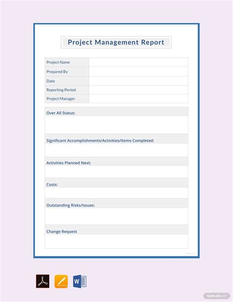 Editable Project Management Report Template in Google Docs, Word, PDF ...