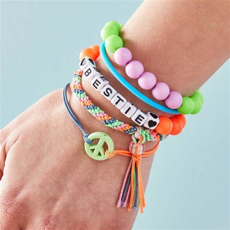 Neon Bestie Friendship Bracelet Stack