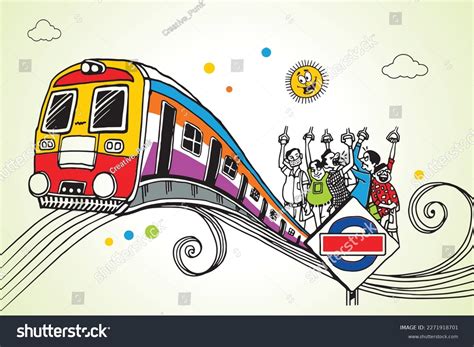 Mumbai local train vector illustration. - Royalty Free Stock Vector ...