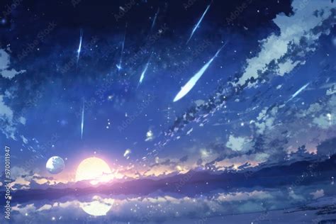 Anime sky art wallpaper background. Fantasy sky with beautiful star ...