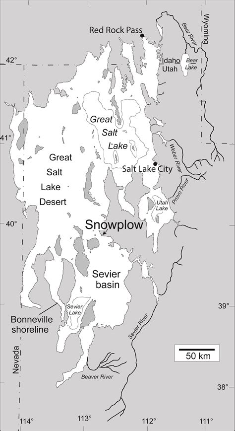 Map of Lake Bonneville