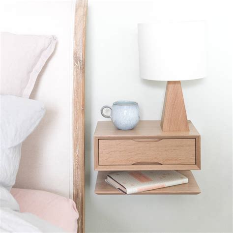 Oak Floating Bedside Table With Drawer And Shelf By Urbansize