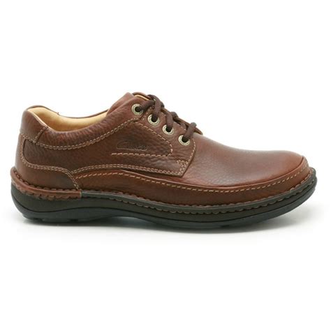 Clarks Mens Nature Three Mahogany Leather Shoes