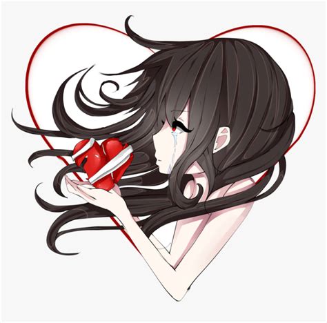 Drawing Girls Broken Heart - Broken Heart Anime Drawing, HD Png Download , Transparent Png Image ...