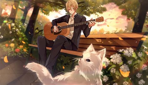 1336x768 Resolution Anime Boy Playing Guitar HD Laptop Wallpaper - Wallpapers Den