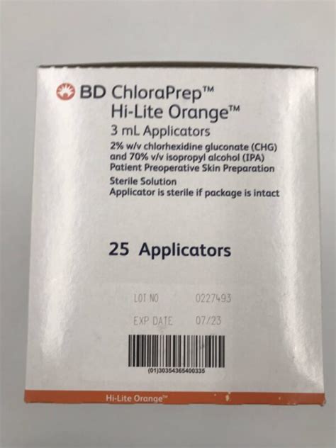 BD 930415 ChloraPrep Hi-Lite Orange 3mL Applicators (25/Box)(SD) - GB ...