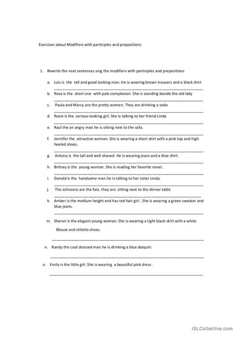 modifiers: English ESL worksheets pdf & doc