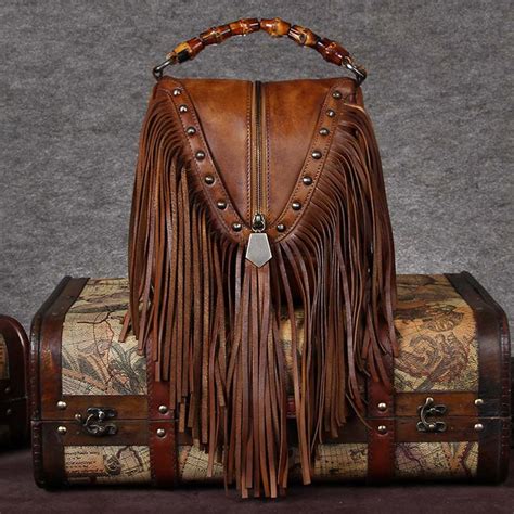 Western Womens Vintage Boho Bags Leather Crossbody Fringe Handbags Hip ...