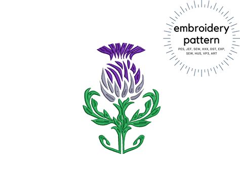 Thistle Embroidery Design Scottish Thistle Purple Flower | Etsy UK