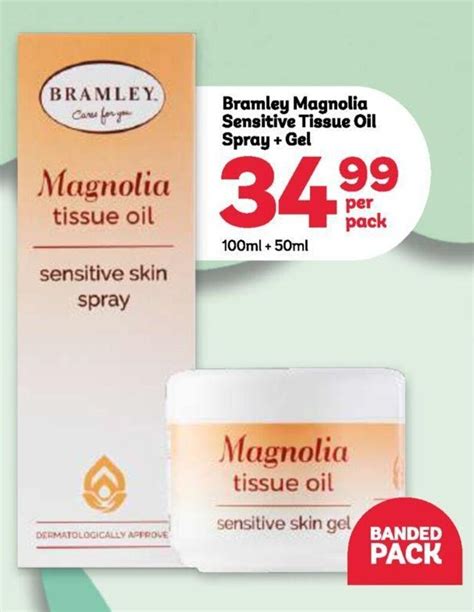 Bramley Magnolia Sensitive Tissue Oil Spray + Gel 100ml+50ml offer at PEP