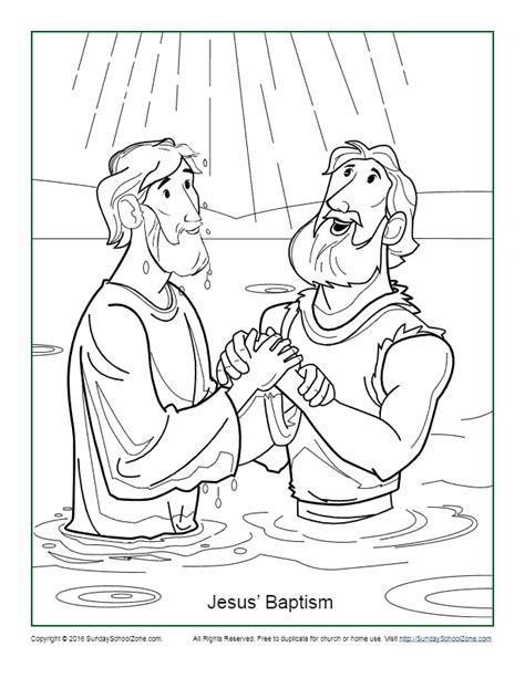 Jesus' Baptism Coloring Page - Children's Bible Activities | Sunday School Activities for Kids