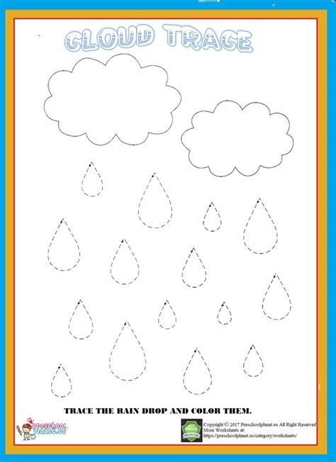 Cloud Trace Worksheet | Kindergarten worksheets, Worksheets for kids ...