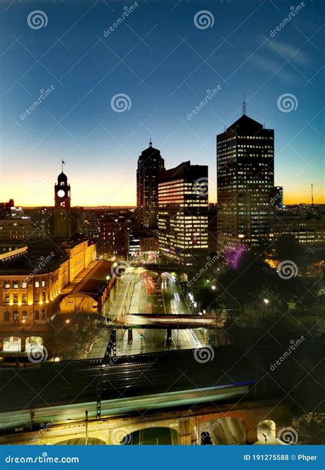 Sydney Central Station and CBD in the Evening Editorial Stock Photo - Image of building, train ...