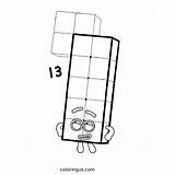 Number Blocks 13 Coloring Page sketch template