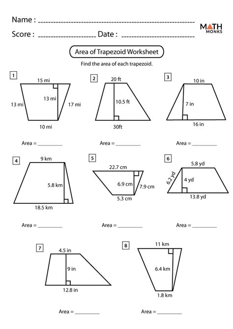 Trapezoid Worksheets - Math Monks