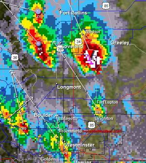 Tornado Watch Issued. Hail and tornado reported north of Denver ...