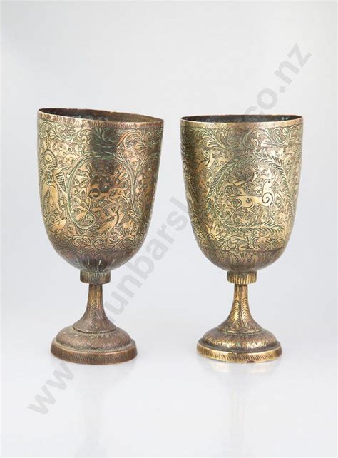 Ornate Indian Brass Goblets with Deity and Animal Engravings - Prints - Engravings, Lithographs ...