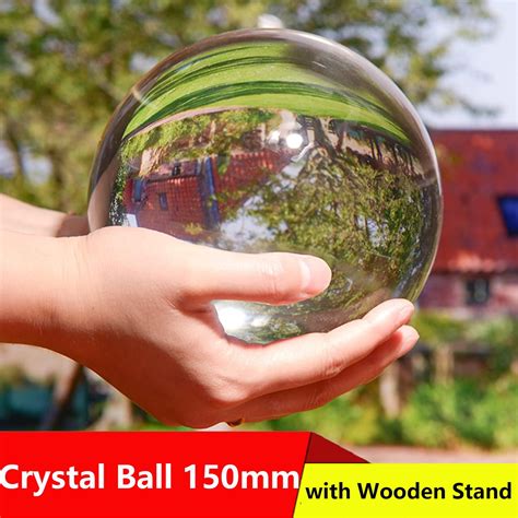 Petoto 5.9" (150mm) Crystal Ball with Wood Stand, Large Glass Marbles ...