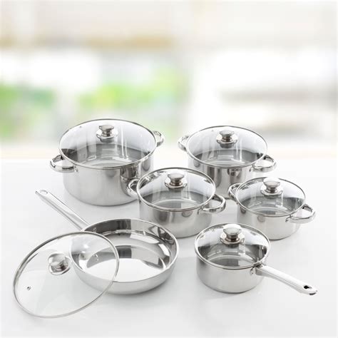 Sohler 12 Piece Stainless Steel Induction Saucepan Casserole Cooking Pot Pan Set 5057102005667 ...