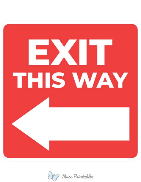 Printable Exit This Way Left Arrow Sign