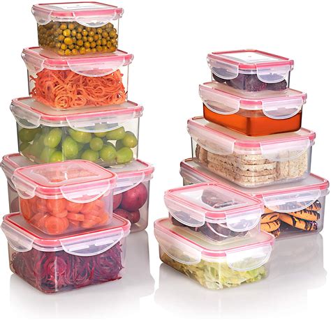 12pcs Set Food Storage Containers with Lids Reusable Plastic Containers ...