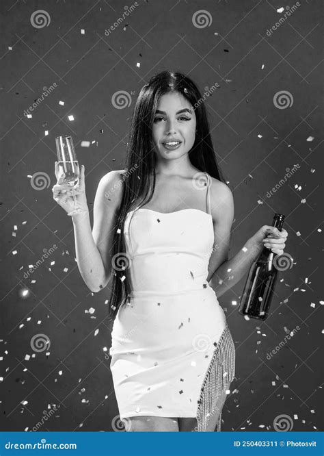 Female Party Celebration. Beautiful Lady Celebrate Birthday Stock Image ...