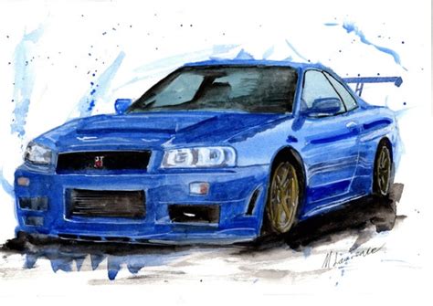 Nissan R34 Gtr Skyline Car Numbered limited edition Giclee | Etsy