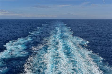 Ocean Wake Behind Cruise Ship. Stock Photo - Image of foam, motion: 173689028