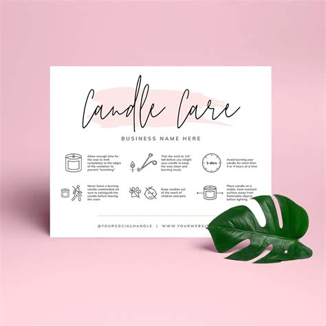 Editable Candle Care Card Printable Candle Care Template | Etsy Candle Bar, Mini Candles, Candle ...