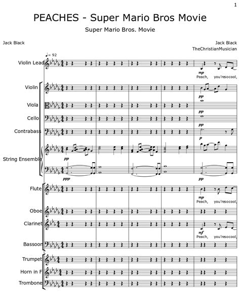 PEACHES - Super Mario Bros Movie - Sheet music for Violin Lead, Violin ...