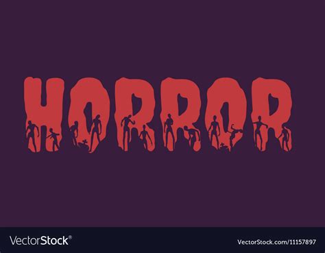 Horror word and silhouettes on them Royalty Free Vector