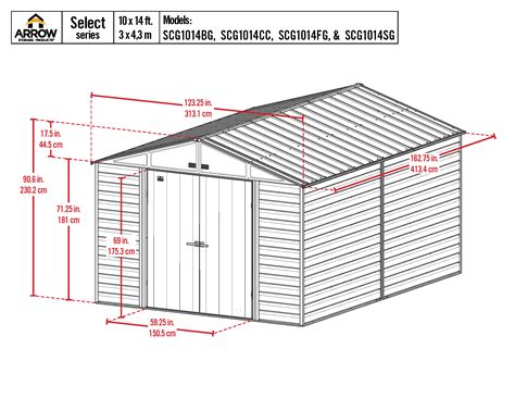 Arrow Select Steel Storage Shed, 10x14, Charcoal