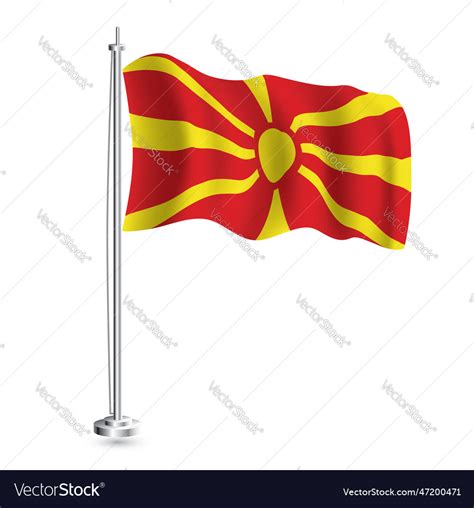 North macedonia flag isolated realistic wave Vector Image