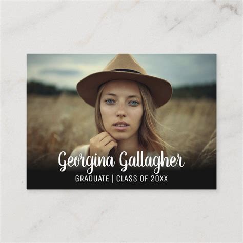 Graduation Modern Bold Photo | Grad Name Script Business Card | Zazzle | Photo business cards ...