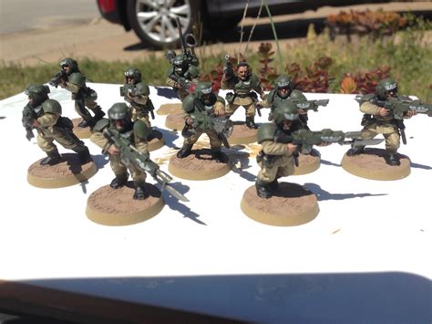 Second time painting Cadian Shock Troops : r/minipainting