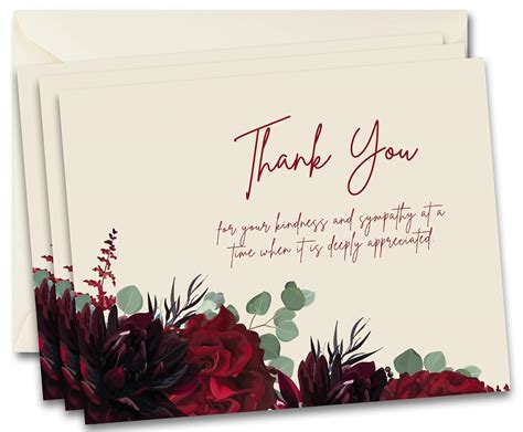 Funeral Thank You Bereavement Sympathy Acknowledgement Note Cards WITH ...