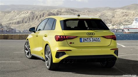 Audi S3 Sportback | 2021MY (Color: Python Yellow) | Rear Three-Quarter