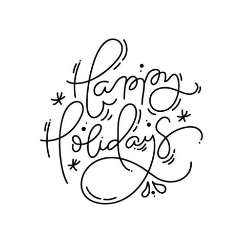 Premium Vector | Happy holidays calligraphic hand written monoline christmas text. xmas holidays ...