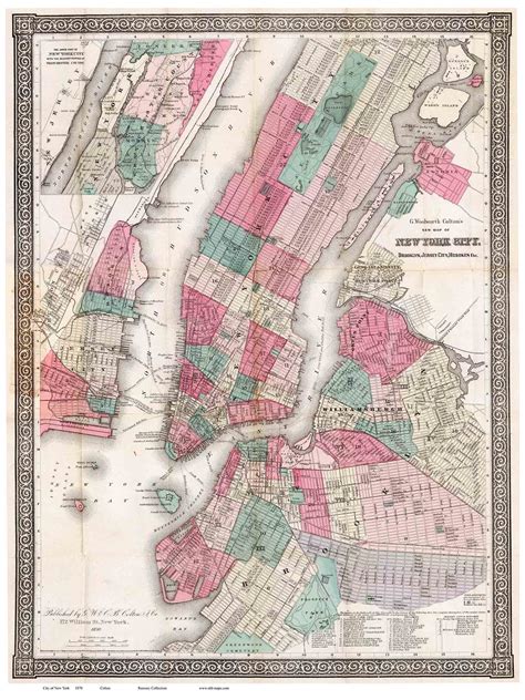 New York City & Brooklyn 1870 - Manhattan - Old Map Reprint - OLD MAPS