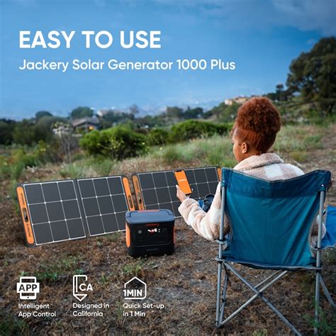 Jackery Explorer 1000 Plus Solar Generator 2000-Watt Portable Power Station (2 Solar Panels ...