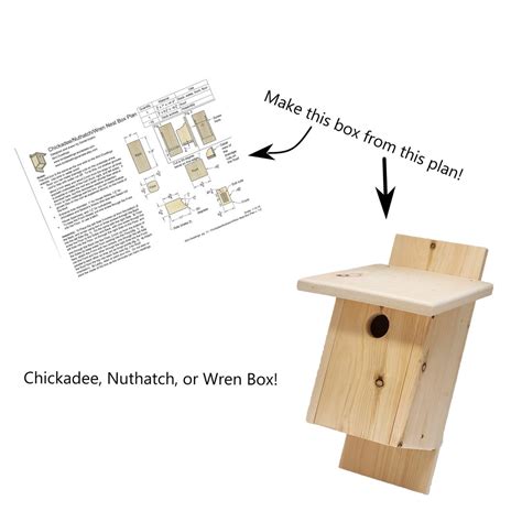 Bird Nest Box Plan Chickadee/nuthatch/wren Nesting Box Plan Bird ...