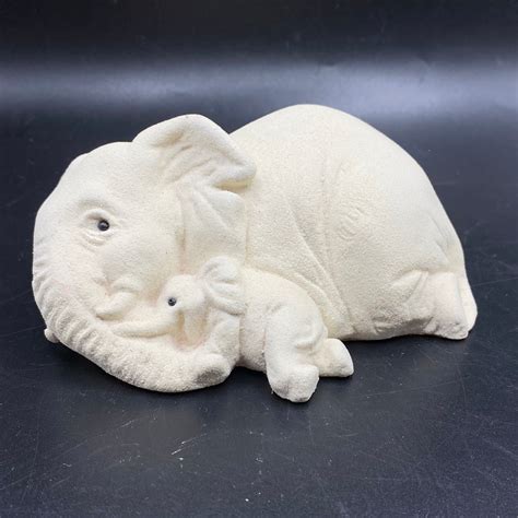 Vintage Stone Texture White Mamma and Baby Elephant Cuddling - Etsy