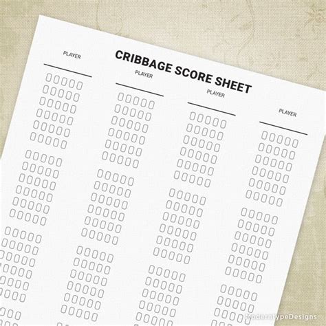 Cribbage Game Score Sheets Printable Chart Digital Download - Etsy