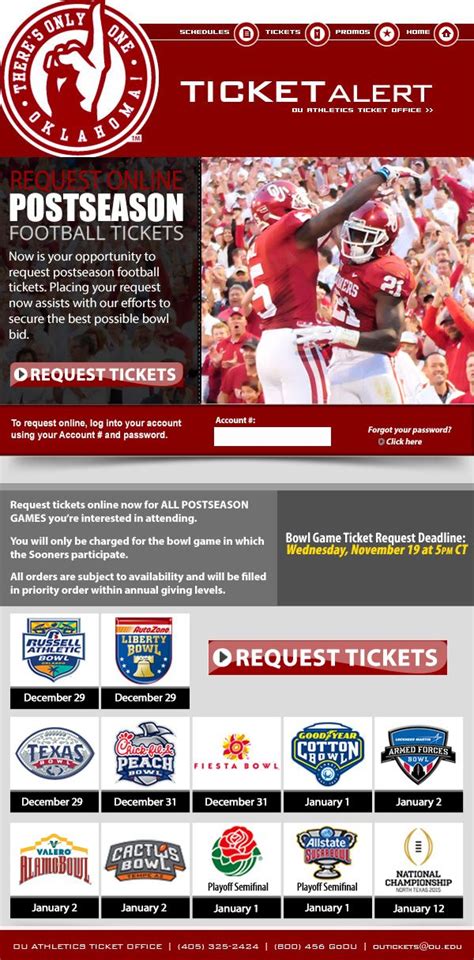 University of Oklahoma - requests for bowl game tickets, including eligible bowls. | Game ...