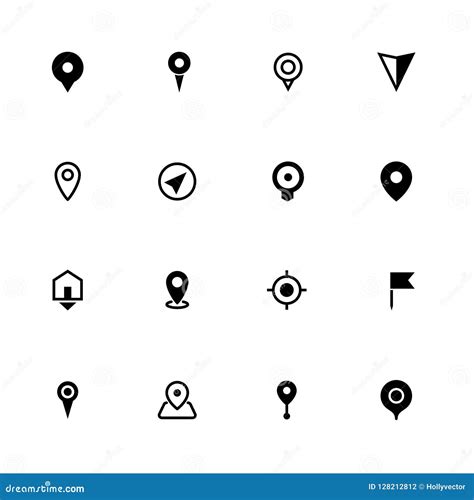 Map Location Icons Collection, Symbol for Apps, Websites or Print Stock Vector - Illustration of ...