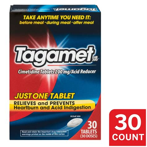 Tagamet HB 200 mg Cimetidine Acid Reducer and Heartburn Relief, 30 Count - Walmart.com - Walmart.com