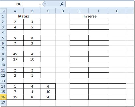 Excel 2010: Matrix Inverse Function (MINVERSE)