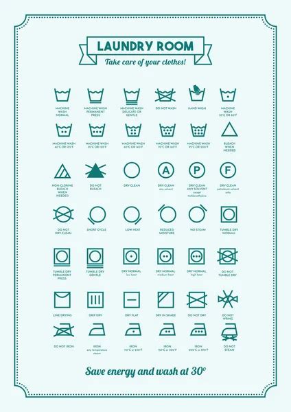 Laundry symbols poster — Stock Vector © elenabs #103548292